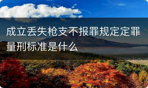 成立丢失枪支不报罪规定定罪量刑标准是什么