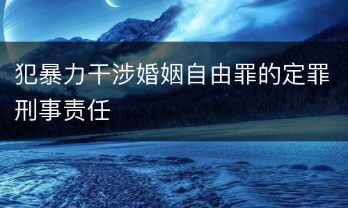 犯暴力干涉婚姻自由罪的定罪刑事责任