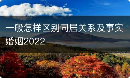 一般怎样区别同居关系及事实婚姻2022