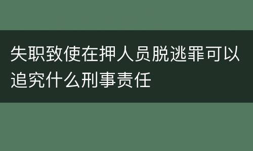 失职致使在押人员脱逃罪可以追究什么刑事责任
