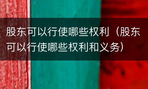 股东可以行使哪些权利（股东可以行使哪些权利和义务）