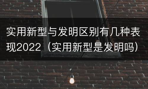 实用新型与发明区别有几种表现2022（实用新型是发明吗）