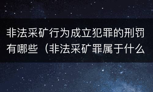 非法采矿行为成立犯罪的刑罚有哪些（非法采矿罪属于什么犯罪类型）