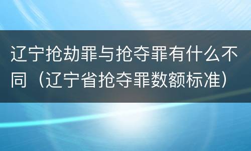 辽宁抢劫罪与抢夺罪有什么不同（辽宁省抢夺罪数额标准）