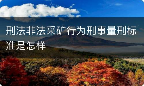 刑法非法采矿行为刑事量刑标准是怎样