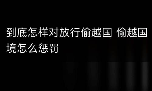 到底怎样对放行偷越国 偷越国境怎么惩罚