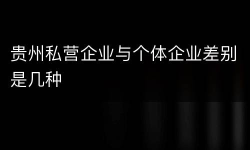贵州私营企业与个体企业差别是几种