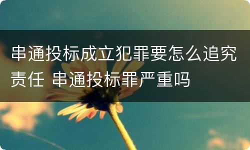 串通投标成立犯罪要怎么追究责任 串通投标罪严重吗