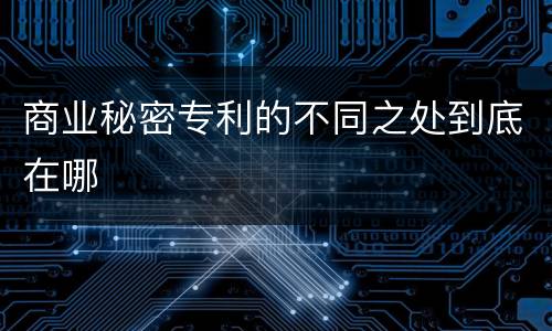 商业秘密专利的不同之处到底在哪