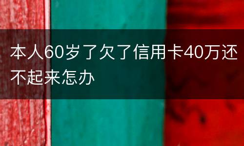 本人60岁了欠了信用卡40万还不起来怎办