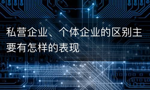 私营企业、个体企业的区别主要有怎样的表现