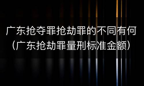 广东抢夺罪抢劫罪的不同有何（广东抢劫罪量刑标准金额）