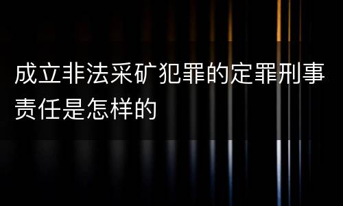 成立非法采矿犯罪的定罪刑事责任是怎样的