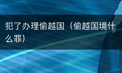 犯了办理偷越国（偷越国境什么罪）
