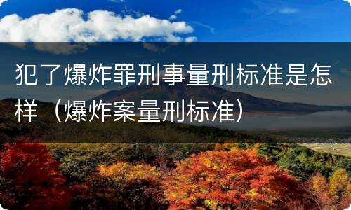 犯了爆炸罪刑事量刑标准是怎样（爆炸案量刑标准）