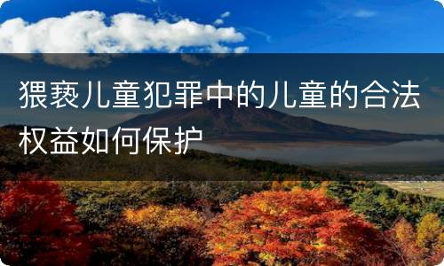 猥亵儿童犯罪中的儿童的合法权益如何保护
