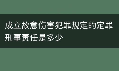 成立故意伤害犯罪规定的定罪刑事责任是多少