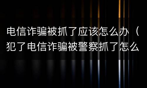 电信诈骗被抓了应该怎么办（犯了电信诈骗被警察抓了怎么办）