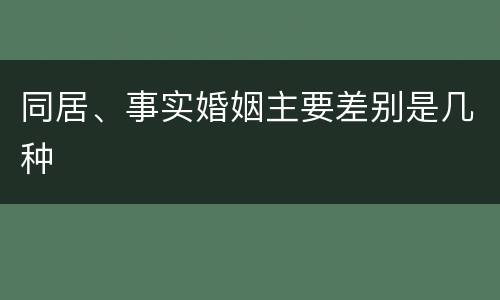 同居、事实婚姻主要差别是几种