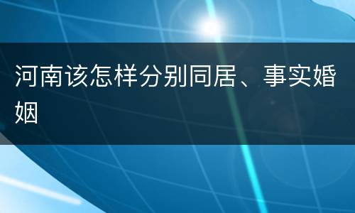 河南该怎样分别同居、事实婚姻