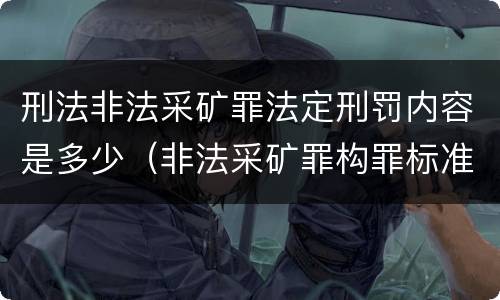 刑法非法采矿罪法定刑罚内容是多少（非法采矿罪构罪标准）