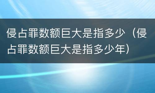 侵占罪数额巨大是指多少（侵占罪数额巨大是指多少年）