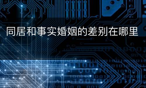 同居和事实婚姻的差别在哪里