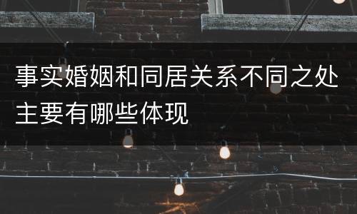 事实婚姻和同居关系不同之处主要有哪些体现
