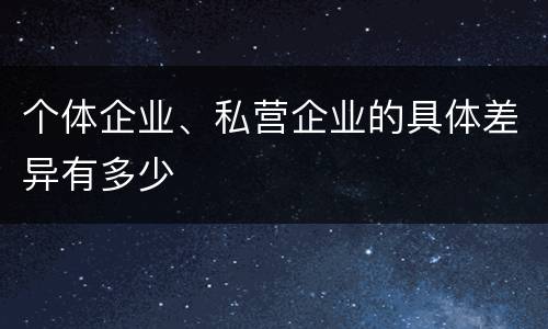 个体企业、私营企业的具体差异有多少