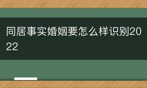 同居事实婚姻要怎么样识别2022