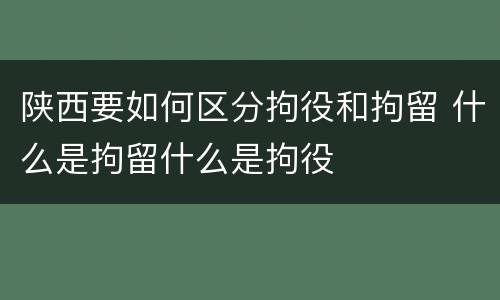 陕西要如何区分拘役和拘留 什么是拘留什么是拘役