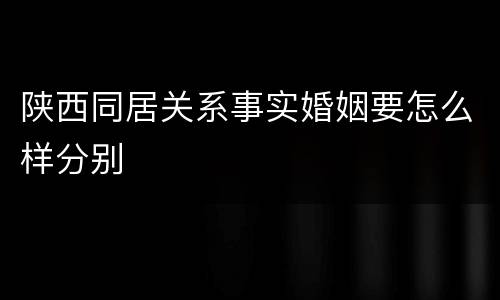 陕西同居关系事实婚姻要怎么样分别
