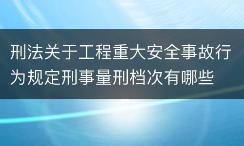 刑法关于工程重大安全事故行为规定刑事量刑档次有哪些