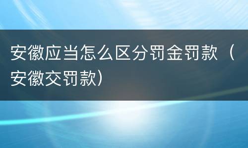 安徽应当怎么区分罚金罚款（安徽交罚款）