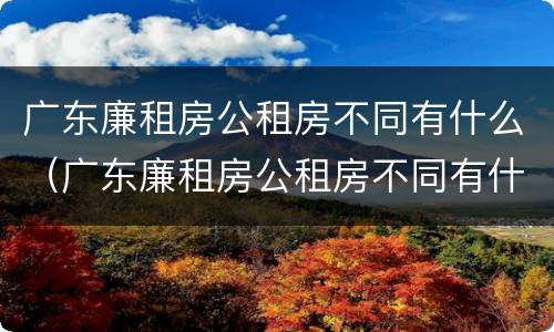 广东廉租房公租房不同有什么（广东廉租房公租房不同有什么区别）