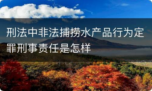 刑法中非法捕捞水产品行为定罪刑事责任是怎样