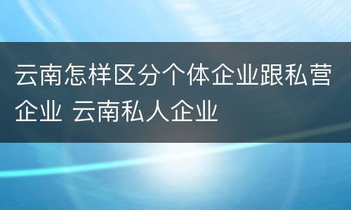 云南怎样区分个体企业跟私营企业 云南私人企业