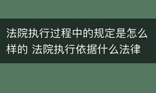 法院执行过程中的规定是怎么样的 法院执行依据什么法律