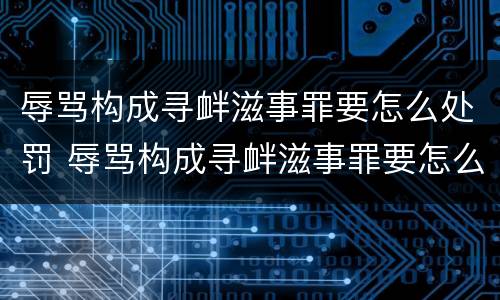 辱骂构成寻衅滋事罪要怎么处罚 辱骂构成寻衅滋事罪要怎么处罚他