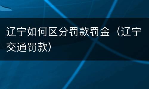 辽宁如何区分罚款罚金（辽宁交通罚款）