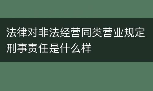 法律对非法经营同类营业规定刑事责任是什么样