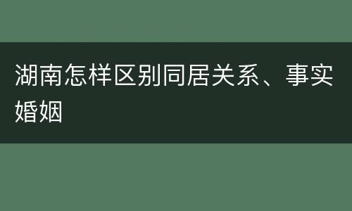 湖南怎样区别同居关系、事实婚姻