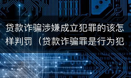 贷款诈骗涉嫌成立犯罪的该怎样判罚（贷款诈骗罪是行为犯吗）