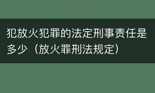 犯放火犯罪的法定刑事责任是多少（放火罪刑法规定）