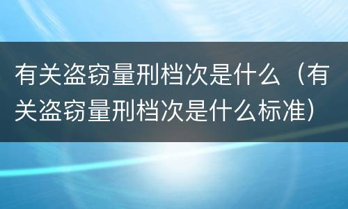有关盗窃量刑档次是什么（有关盗窃量刑档次是什么标准）