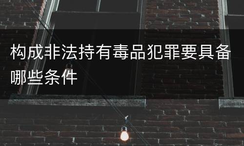 构成非法持有毒品犯罪要具备哪些条件