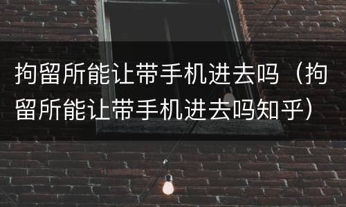 拘留所能让带手机进去吗（拘留所能让带手机进去吗知乎）