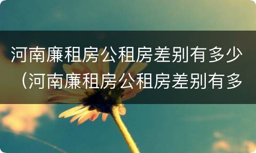河南廉租房公租房差别有多少（河南廉租房公租房差别有多少）