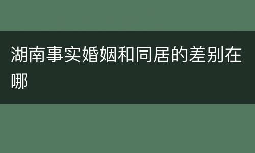 湖南事实婚姻和同居的差别在哪