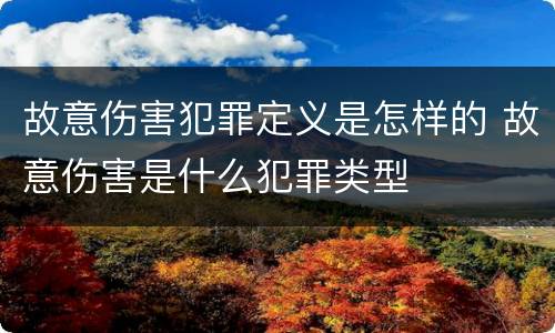 故意伤害犯罪定义是怎样的 故意伤害是什么犯罪类型